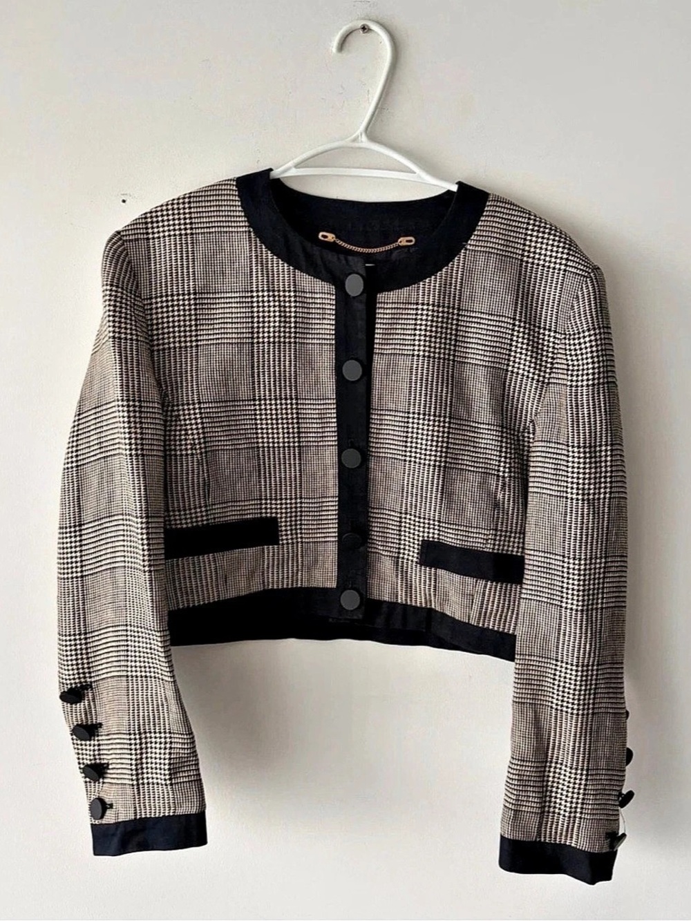 Vintage Escada by Margaretha Ley Women's Linen Plaid Blazer Jacket Size 40